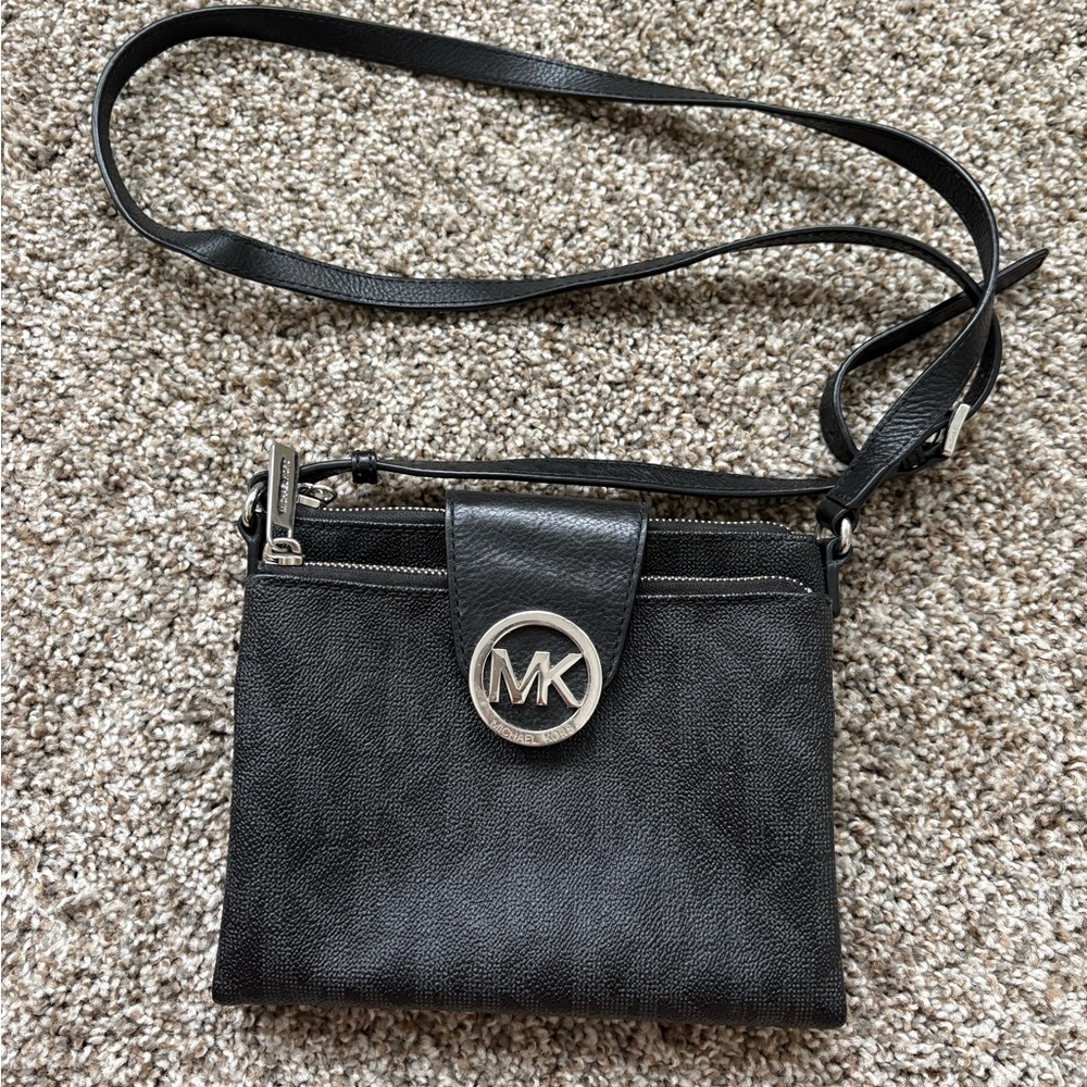 Michael Kors Black Leather Crossbody Bag